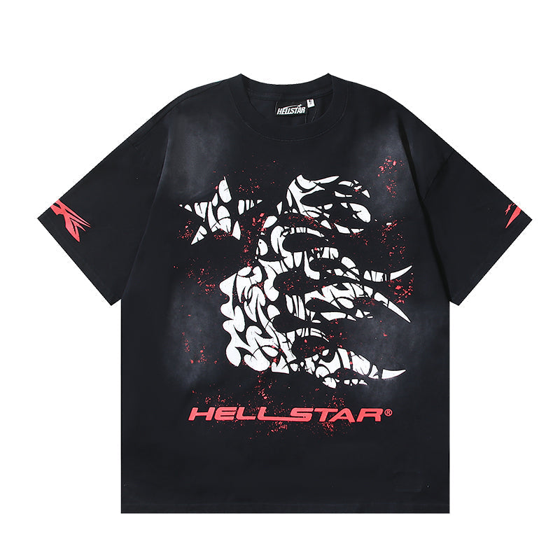 Black and Red Graphic T-Shirt F616