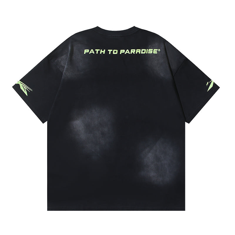 Black Green Graphic T-Shirt I764280
