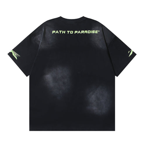 Black Green Graphic T-Shirt I764280