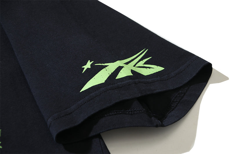 Black Green Graphic T-Shirt I764280