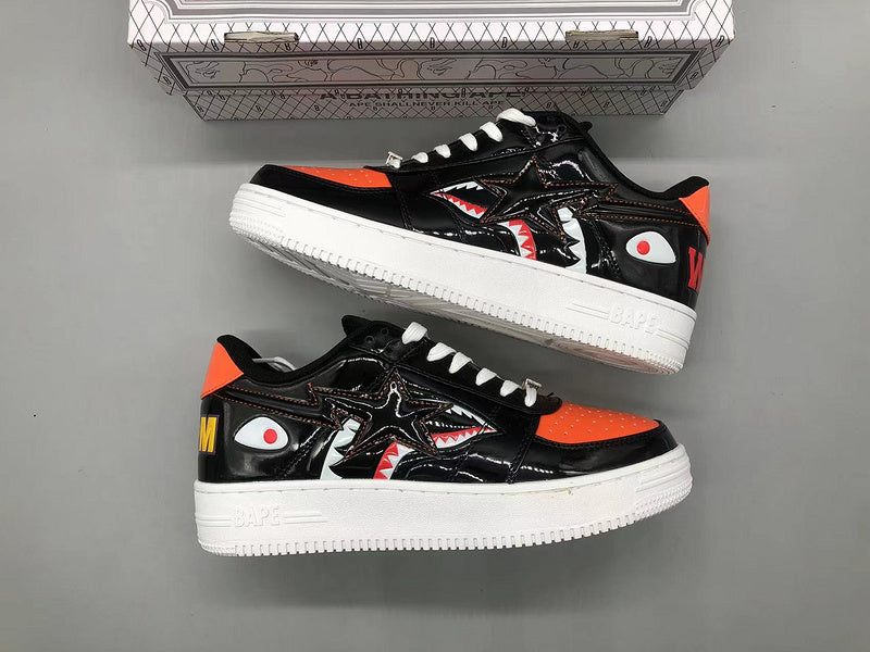 Black Orange Shark Graphic Sneakers F457564