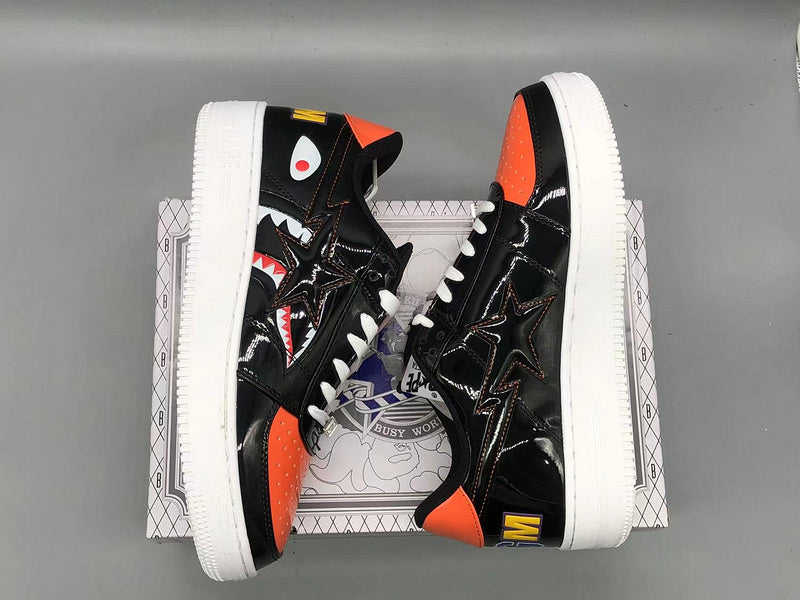 Black Orange Shark Graphic Sneakers F457564