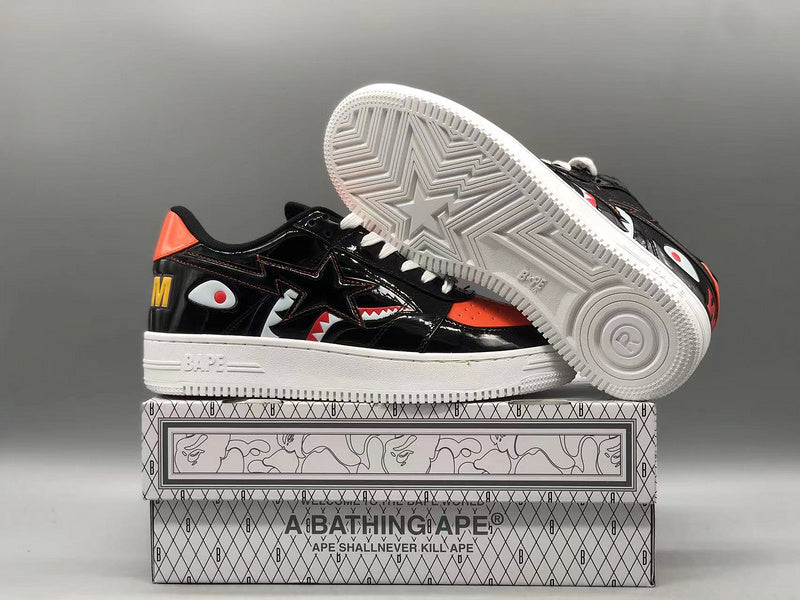 Black Orange Shark Graphic Sneakers F457564