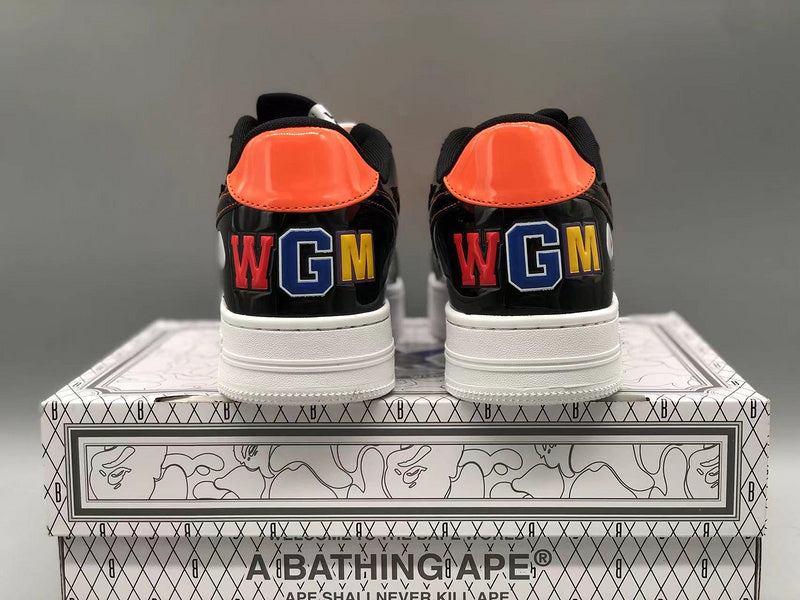 Black Orange Shark Graphic Sneakers F457564