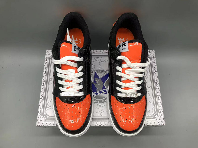 Black Orange Shark Graphic Sneakers F457564