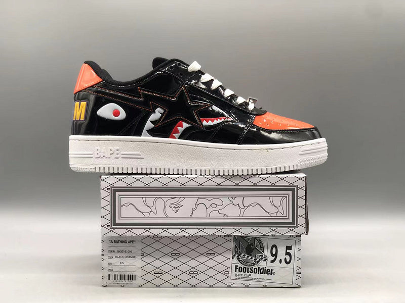Black Orange Shark Graphic Sneakers F457564