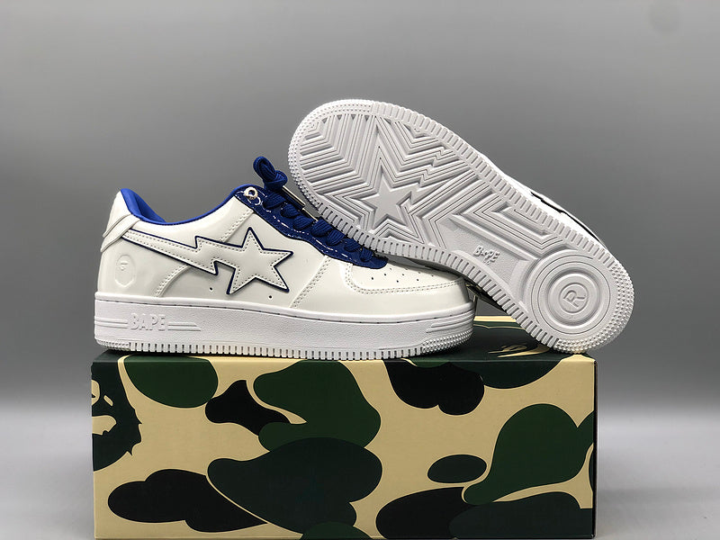 White & Navy Patent Leather Sneakers W3239
