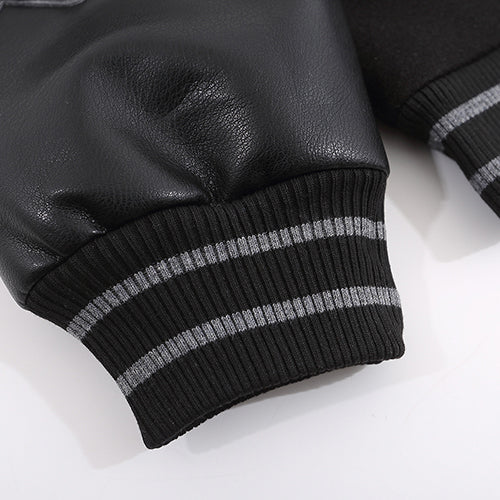 Leather Long Sleeve Baseball Jacket U727880