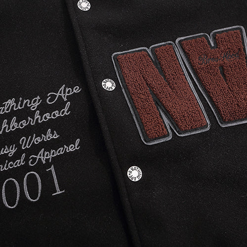 Leather Long Sleeve Baseball Jacket U727880