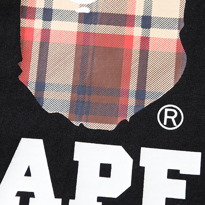 Black And Brown Plaid Short Sleeve T-Shirt Q75187