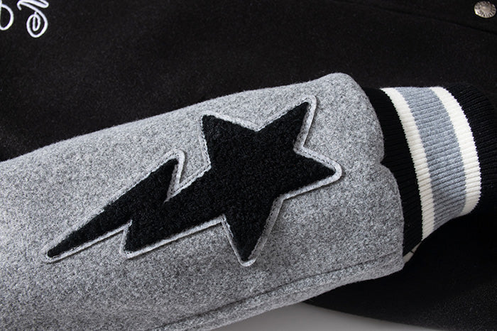 Embroidered Stars Baseball Jacket T8491