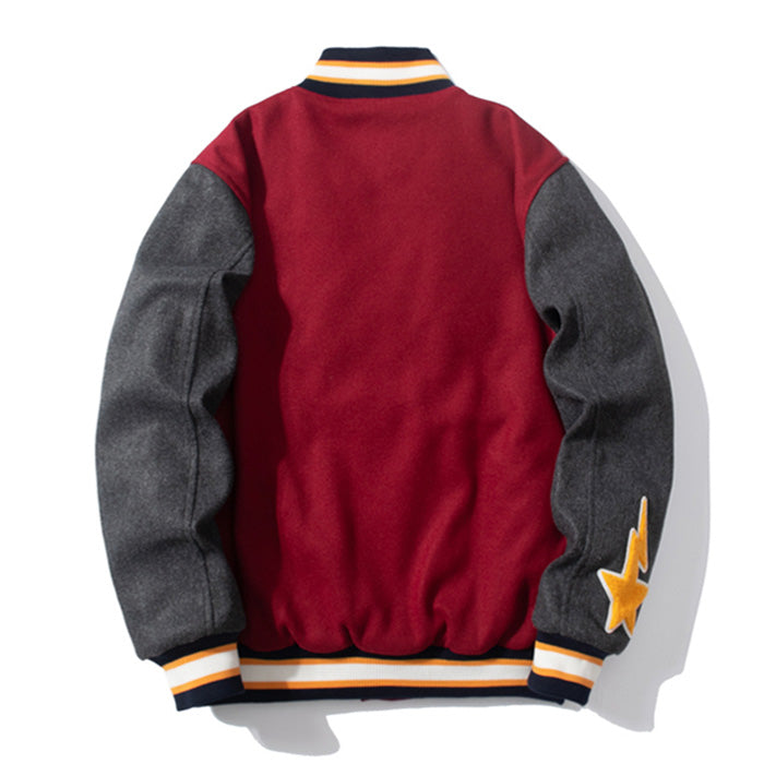 Embroidered Stars Baseball Jacket T8491