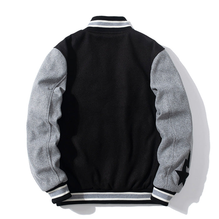 Embroidered Stars Baseball Jacket T8491