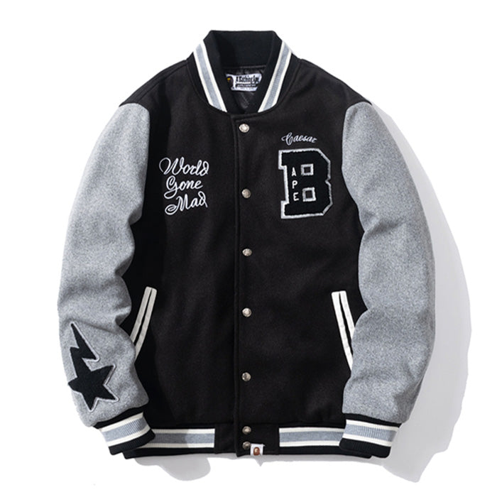 Embroidered Stars Baseball Jacket T8491