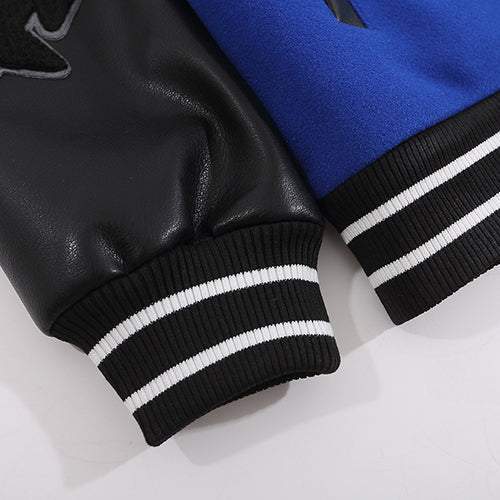 Leather Long Sleeve Baseball Jacket X8110