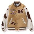 Leather Long Sleeve Baseball Jacket F477001