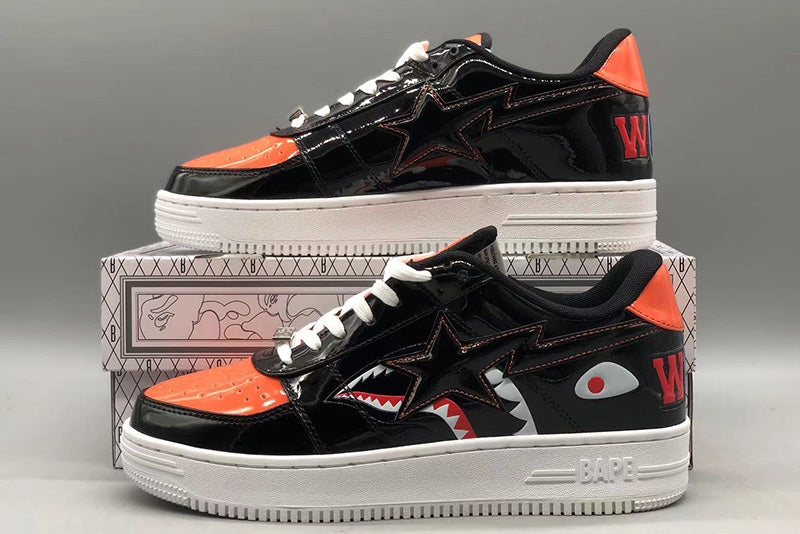 Black Orange Shark Graphic Sneakers F457564