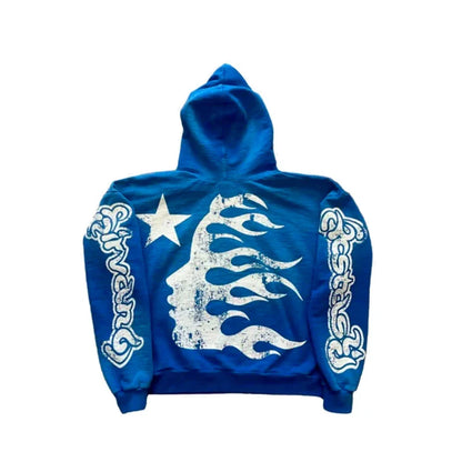 Hellstar Records Hoodie Blue White