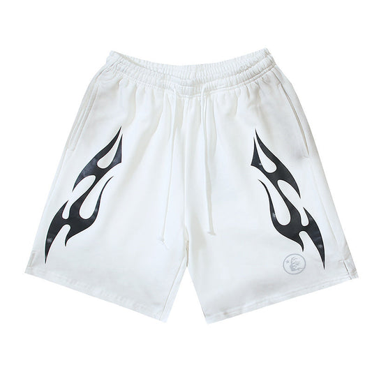 Hellstar Flame Shorts White Black